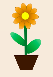 An orange sun flower in a pott